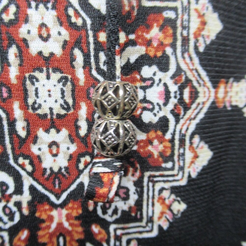 Black Geometric Pattern Boho Tunic With Lace Trim - image 5